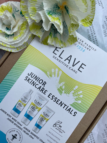 Elave Junior Skincare Essentials are designed to be used together for best results on young, delicate and sensitive skin. By using this combined, daily head to toe therapy, skin is protected, hydrated and deeply moisturised