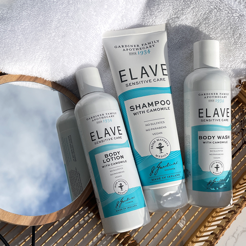 Elave Derma Skin Essentials are designed to be used together for best results on sensitive skin. By using this combined, daily head to toe therapy, your skin is protected, hydrated and deeply moisturised