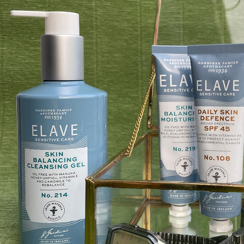 Elave Skin Balancing Essentials are designed to be used together to cleanse, hydrate, rebalance and protect even the most sensitive, reactive skin types.