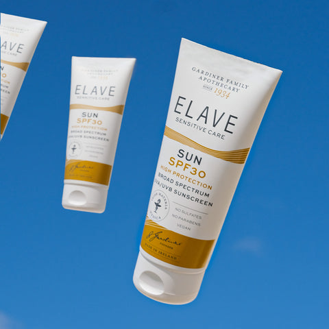 Elave Sun SPF30 is an allergen-free, high daily UVA and UVB protection system that is EU compliant and, if used as directed, prevents long term sun damage of the skin. If used as directed below and with other sun protection measures Elave Sun SPF30 decreases the risk of skin cancer and early skin ageing caused by the sun and absorbs 97% of UVB radiation that causes sunburn