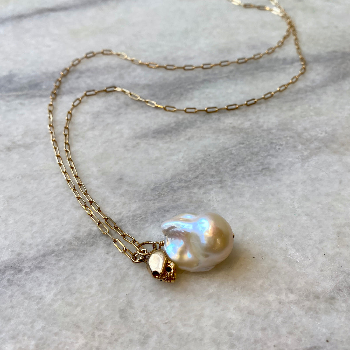 Baroque Pearl & Skull Necklace – Beadniks Chicago
