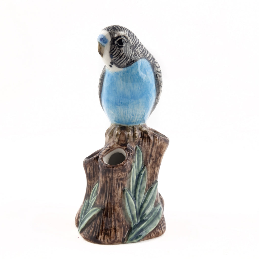 quail ceramics bud vase 'budgerigar' blue - the-tangerine-fox