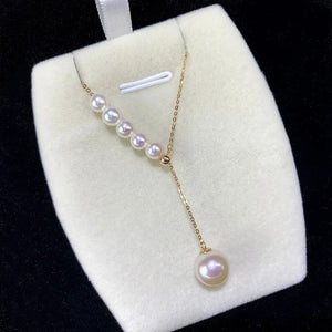 XF800 Natural AKOYA Seawater Pearl Necklace Real 18K Gold Jewelry Pure - Paris Jewelry