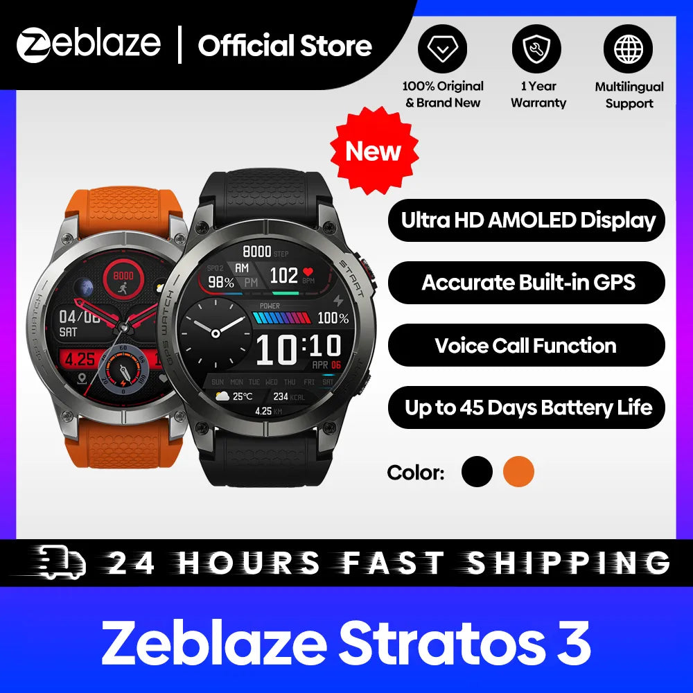 [Flagship 2023] Zeblaze Stratos 3 Premium GPS Smart Watch Ultra HD