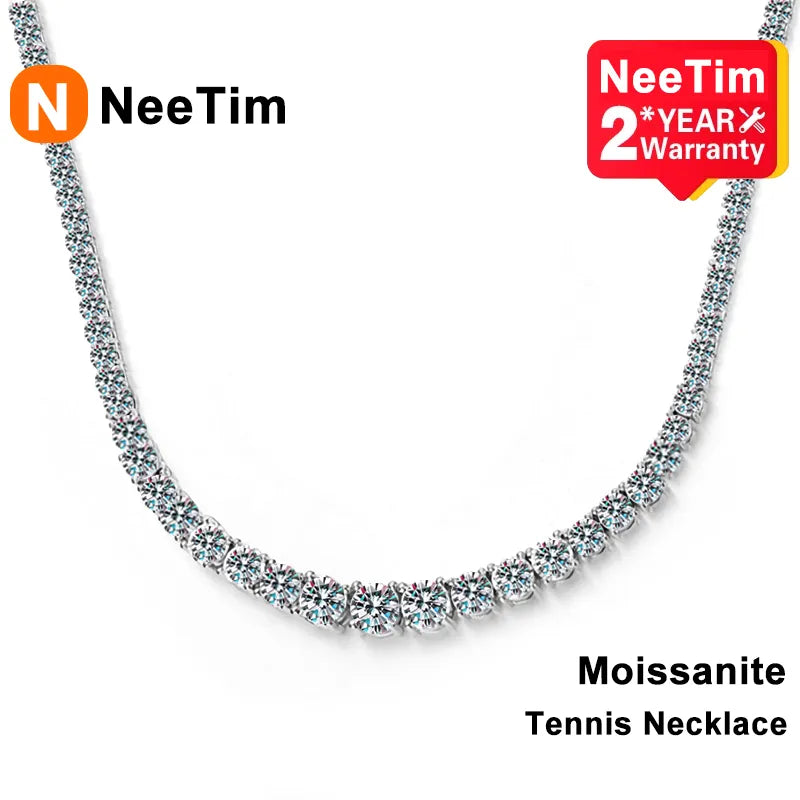 NeeTim Moissanite Tennis Necklace for Women Wedding Jewelry 925