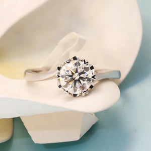 Solid 14K White Gold 1.07ct Lab Grown Diamond Round Ring D VS Jewelry - Paris Jewelry