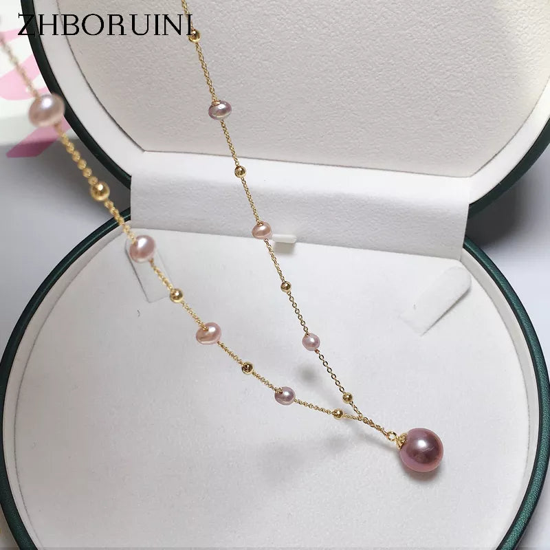 ZHBORUIN 2022 New Babysbreath Big Round Pearl Pendant 100% Real