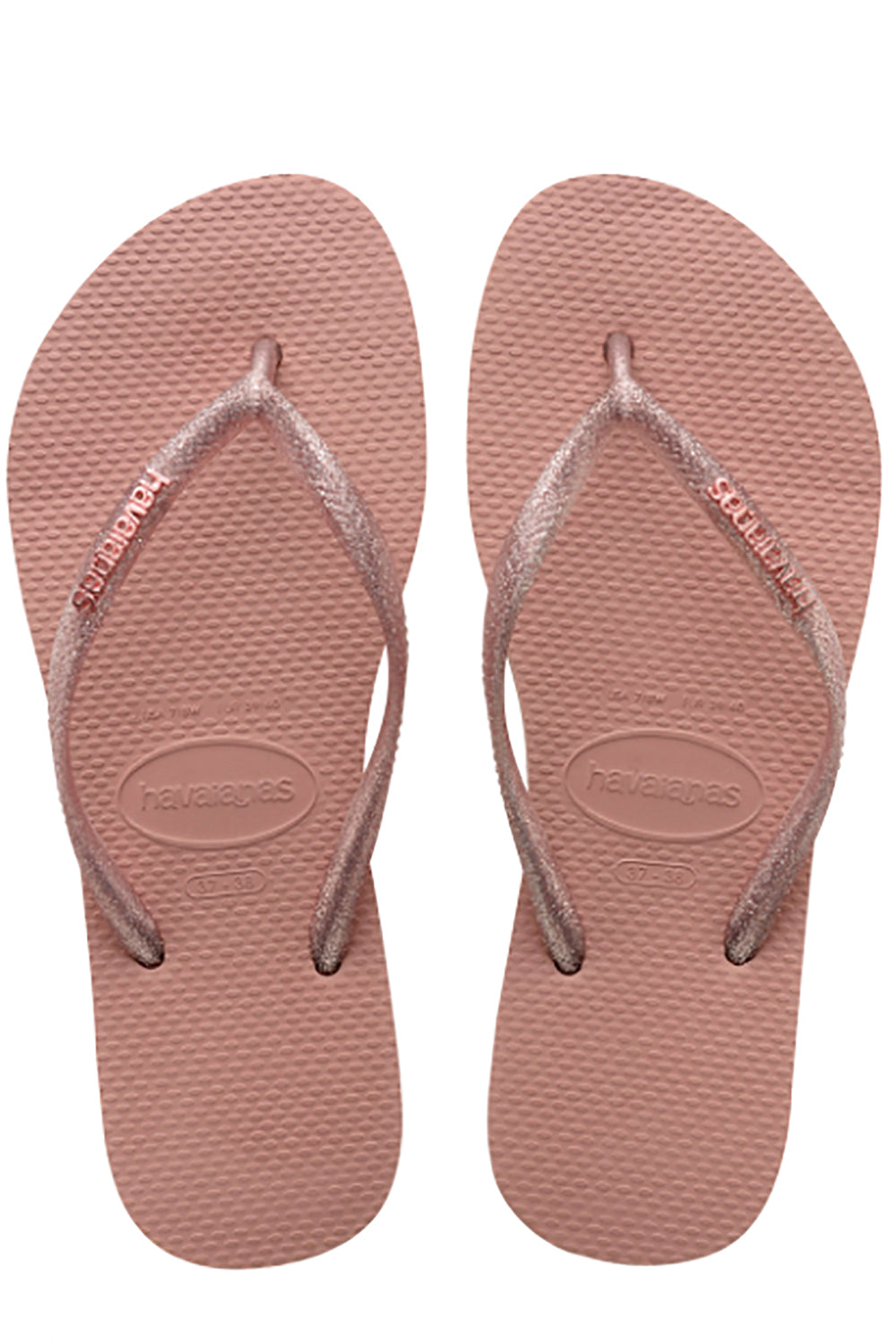 havaianas logo metallic rose