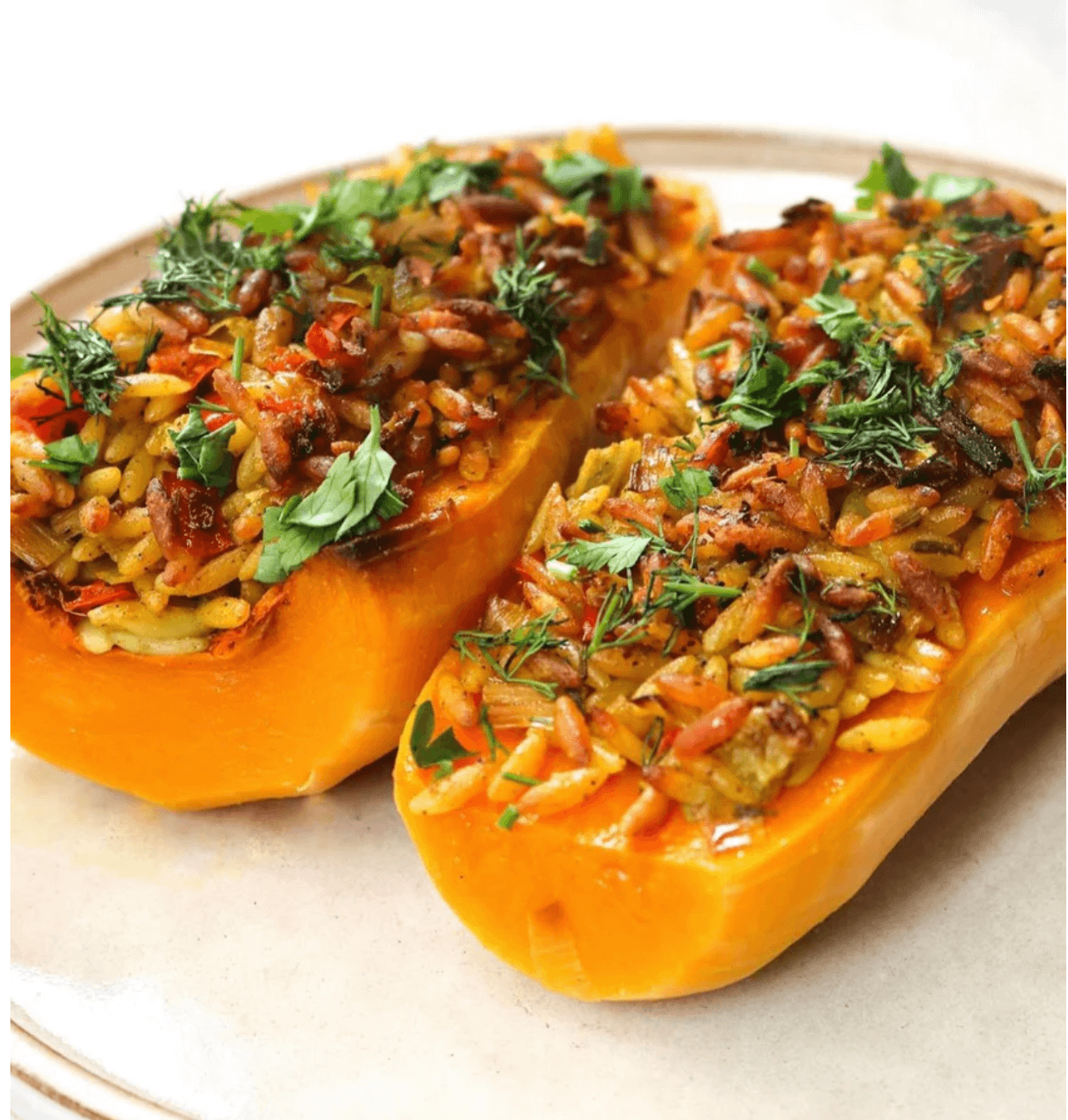 cooked butter nut squash with rice