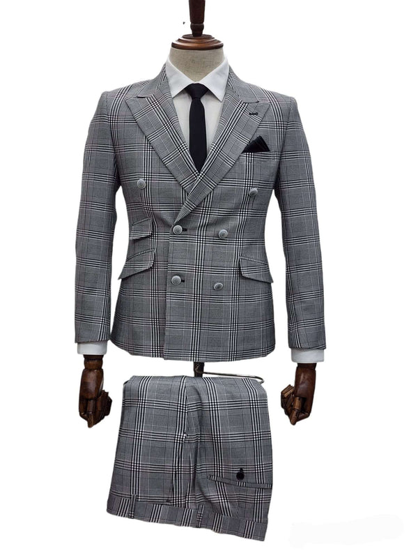 Giovanni Testi Green 2 Button Slim Fit Suit with Plaid Vest