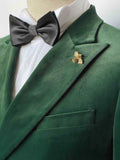 Giovanni Testi 4 on 2 Stretch Velvet Double Breasted Slim Fit Suit GT4DB-1925 GREEN