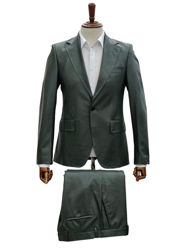Giovanni Testi Green 2 Button Slim Fit Suit with Plaid Vest – Suitfellas