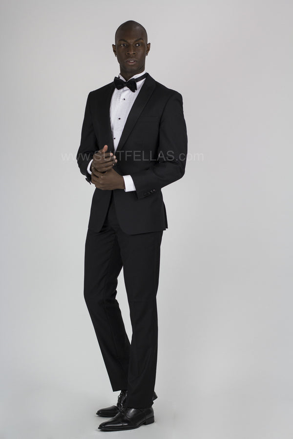 Giovanni Testi Black Slim Fit Tuxedo Pants - SuitFellas – Suitfellas