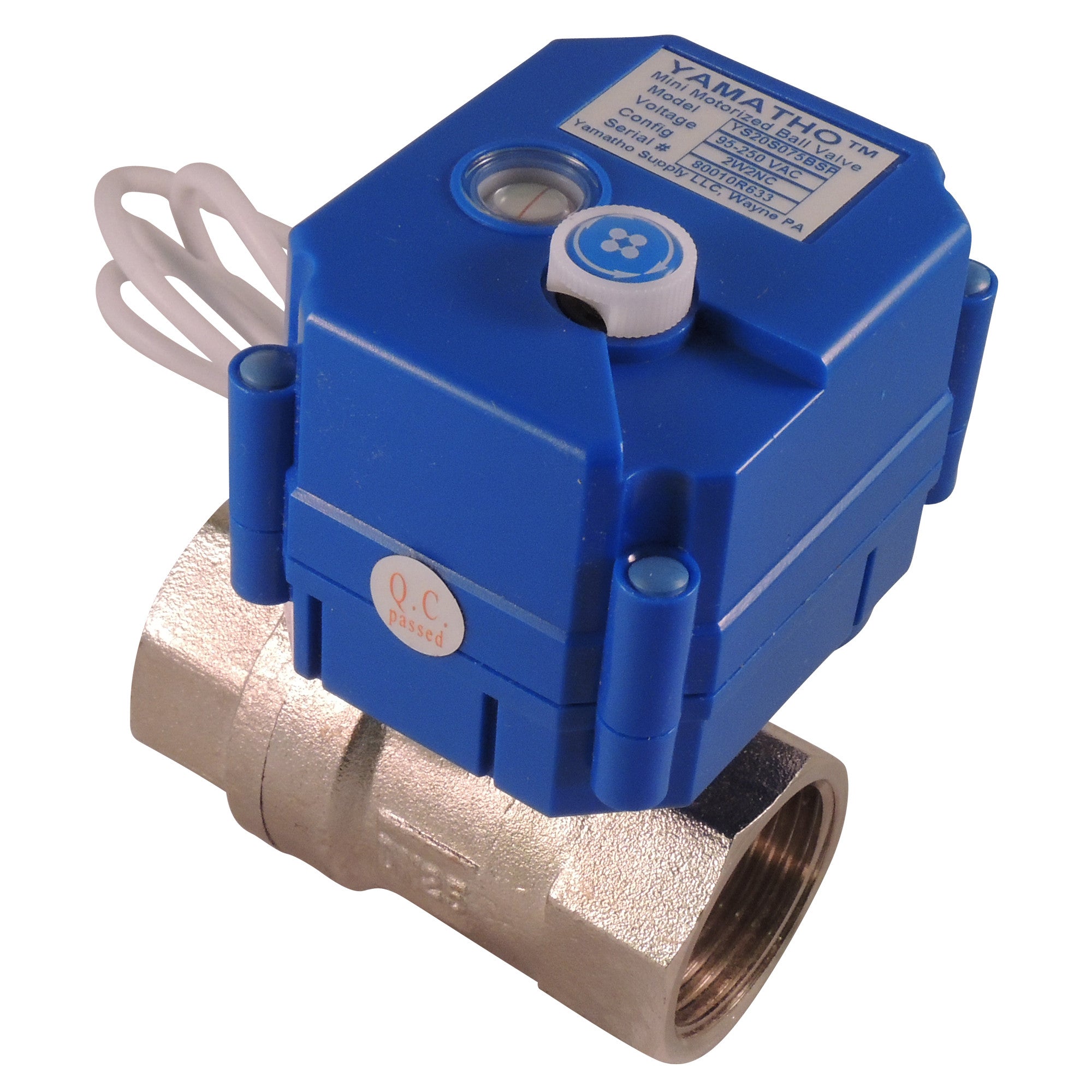 Motorized water control valve YS20S, 2 wires actuator 95-250 VAC Normally Closed