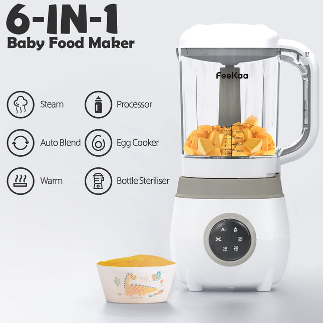 Baby Food Maker, Feekaa 6 in 1 Steamer and Blender - Large 20OZ Baby food  Blender Puree Maker Baby Food Warmer Mills Machine with Self Cleans and  Auto Cooking Grinding 