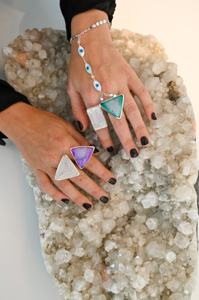 statement rings and big crystal