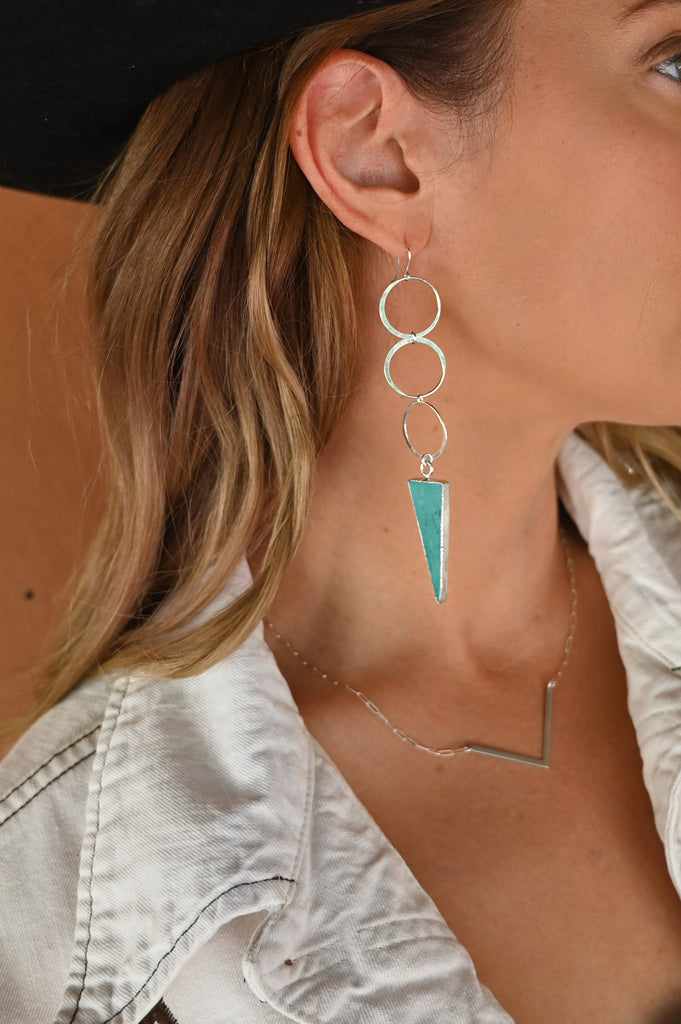 turquoise sterling silver geometric earrings