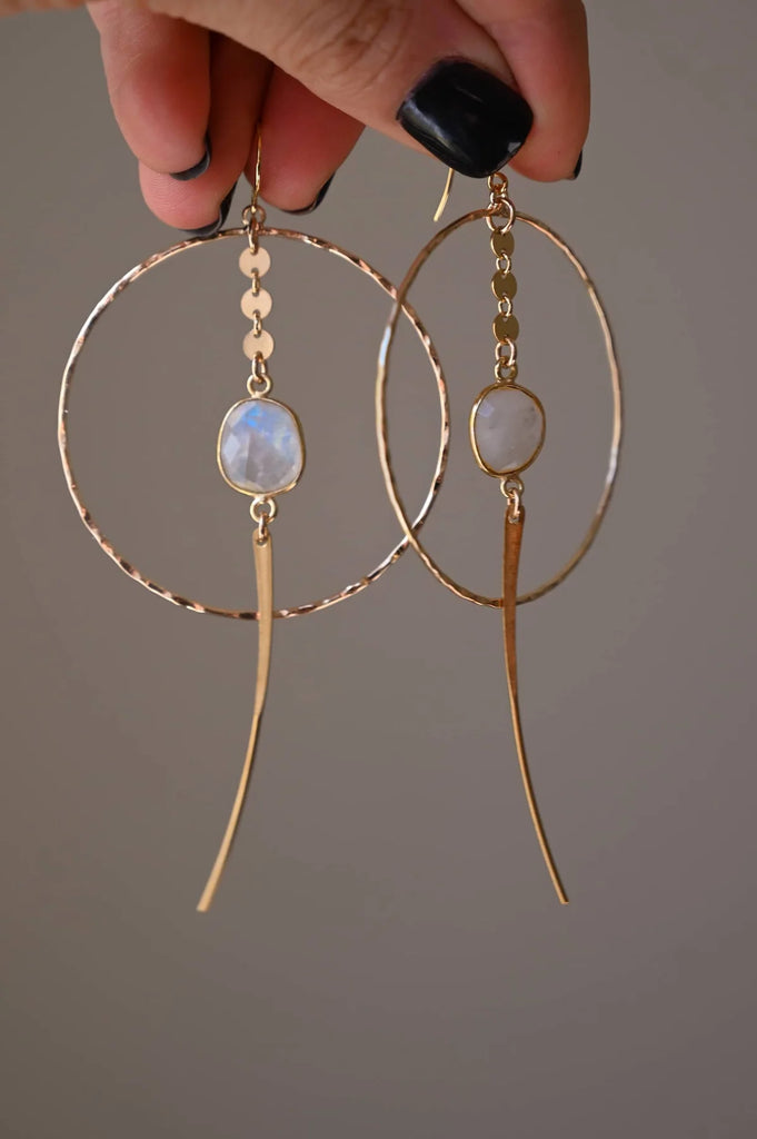 moonstone gold hoop earrings