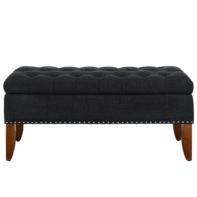 HomeFare Casual Black Storage Bench with Storage 41.5-in x 15.75-in x 18.5-in