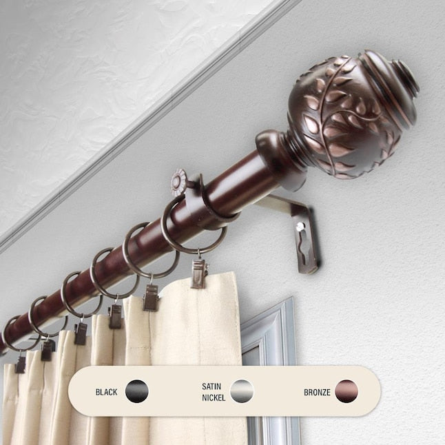 Hart & Harlow 1-in Camila 66-in to 120-in Bronze Steel Single Curtain Rod