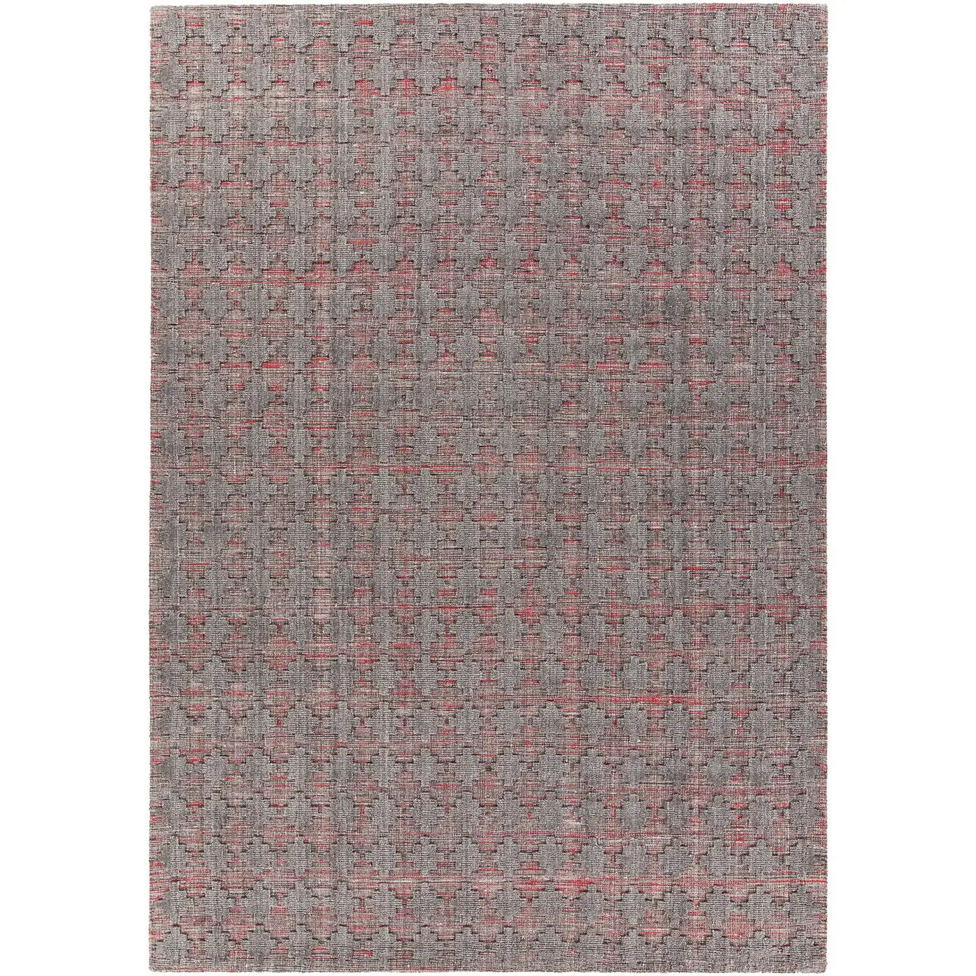 Netix NET-33201 Red Geometric Hand Woven Wool Rug