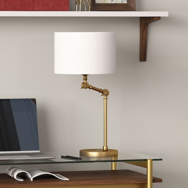Hailey Home Lucas 24-in Brushed Brass Table Lamp with Fabric Shade