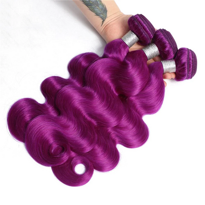 Dark Purple Brazilian Virgin Human Hair Bundle 1 Piece Hair Weave- W1004