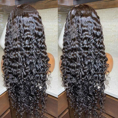 Water Wave Glueless 13x6 Lace Frontal Wig Deep Hairparting