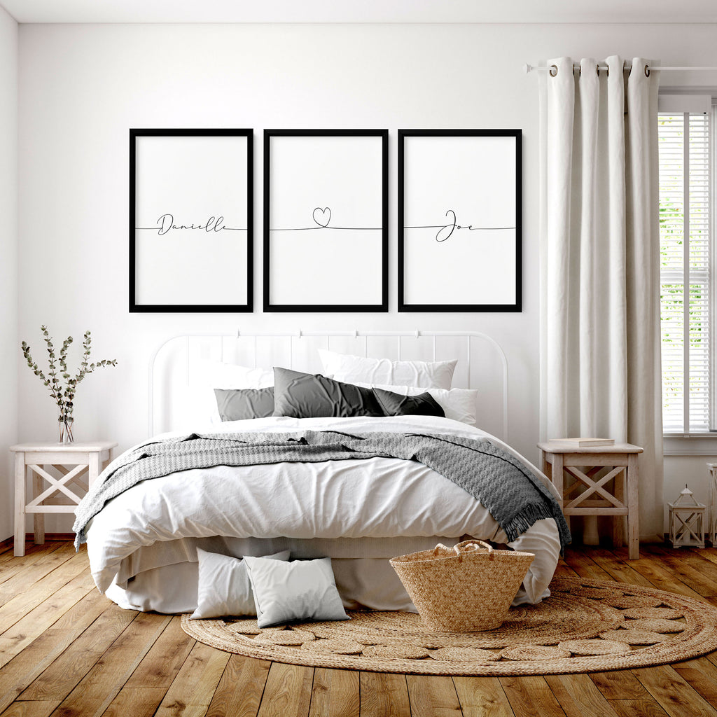 Black and white bedroom wall art