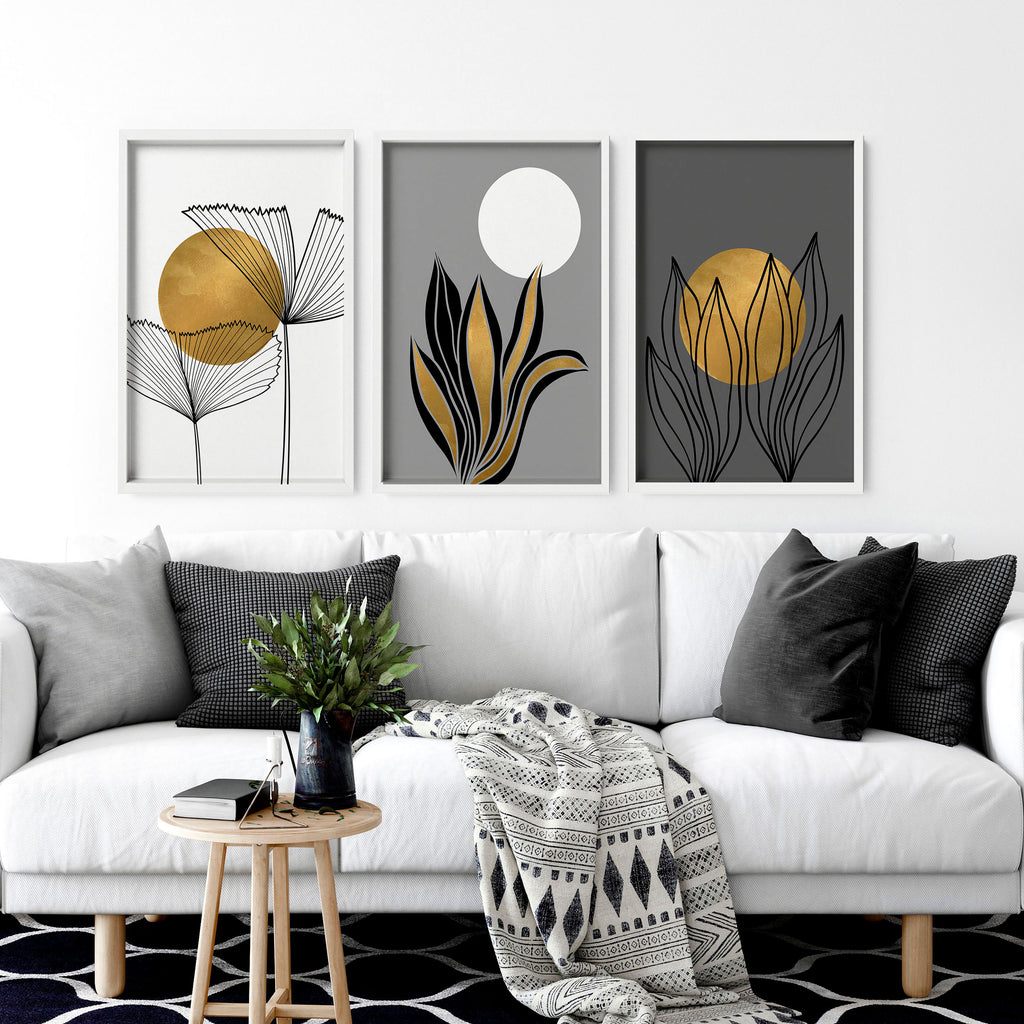 Black and White set of 3 framed wall art