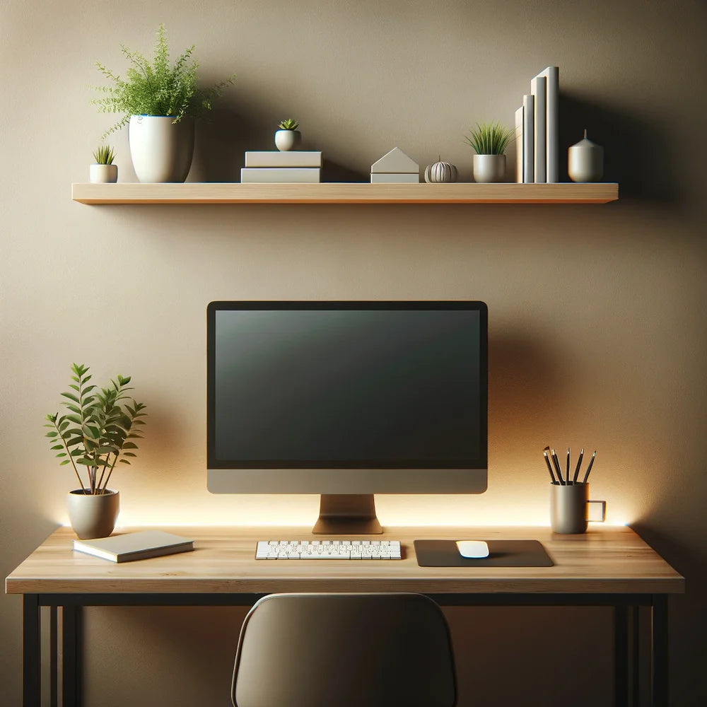 Floating Shelves Above Desk