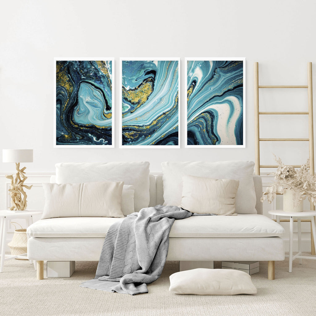 Teal colour wall art