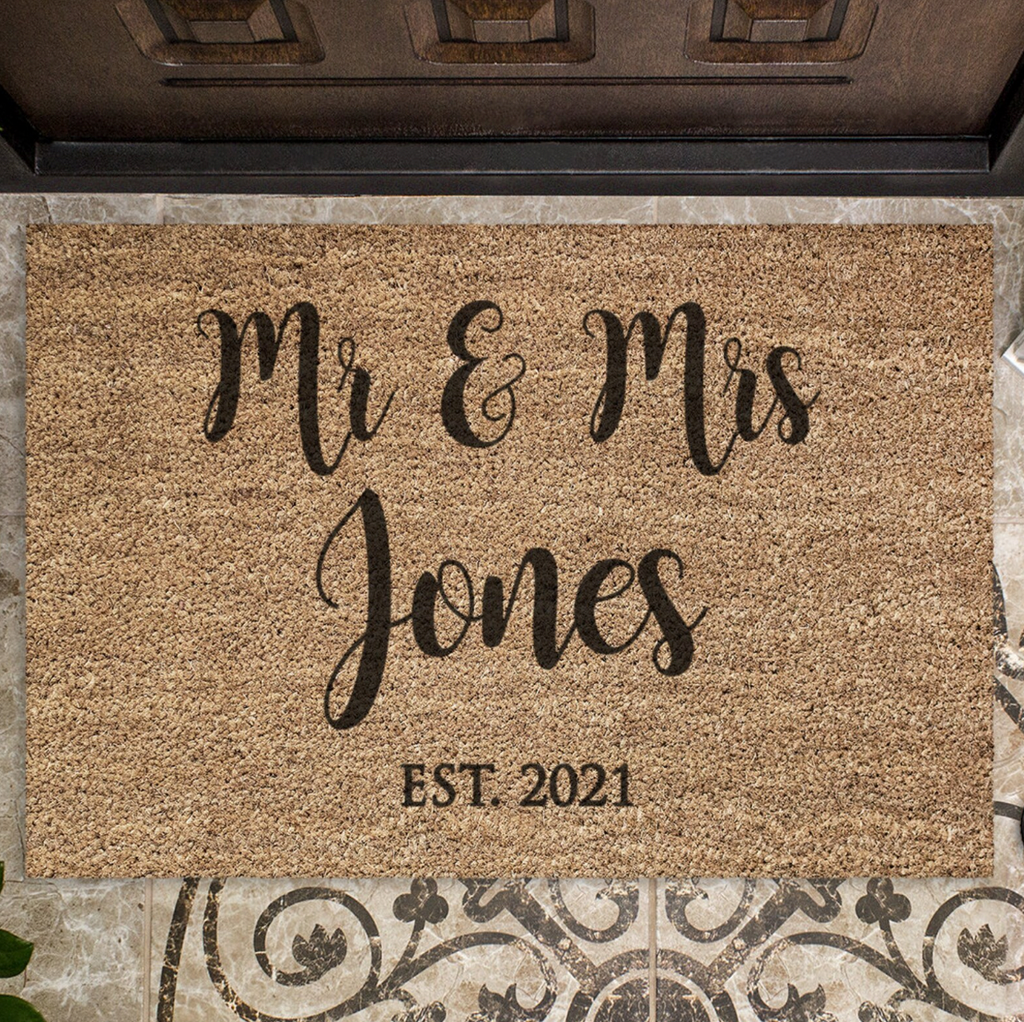 Felpudo interior personalizado Mr & Mrs