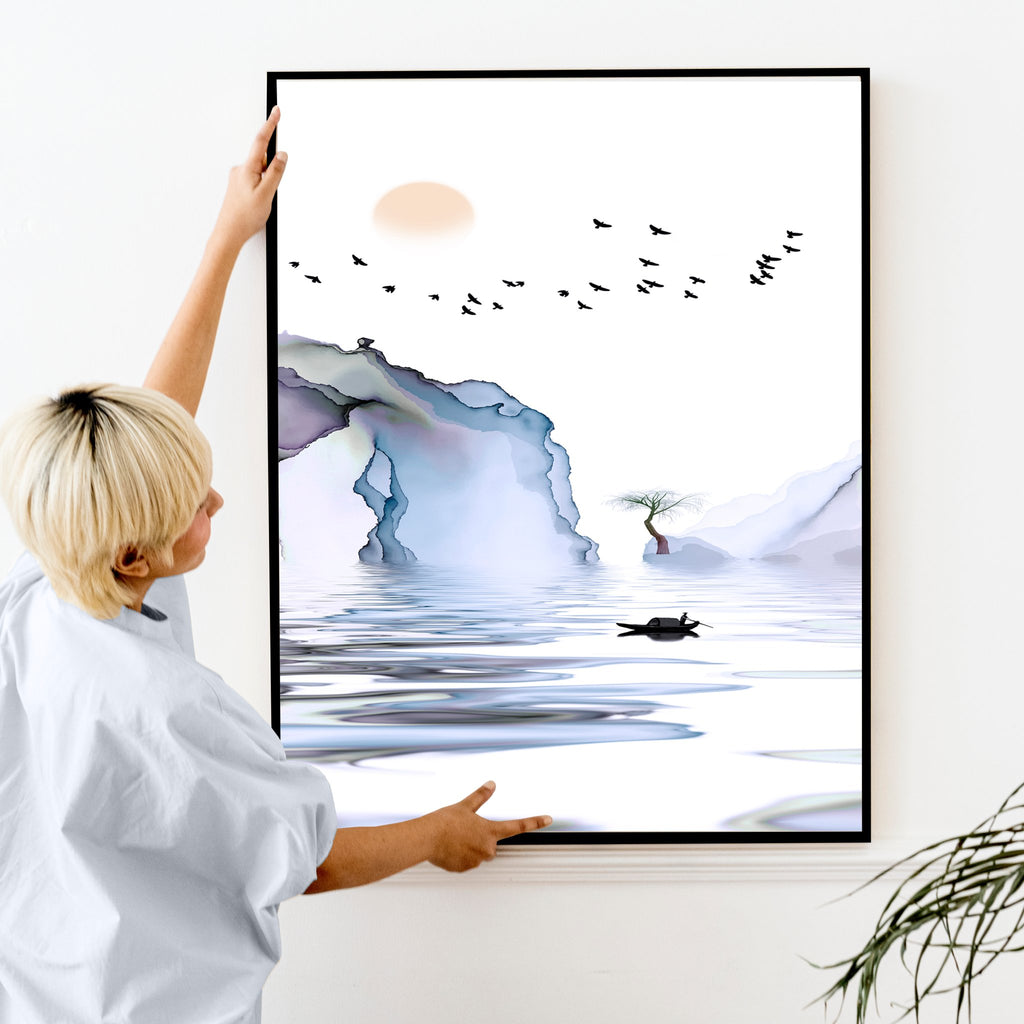 Japanese wall mural | set of 3 framed wall art