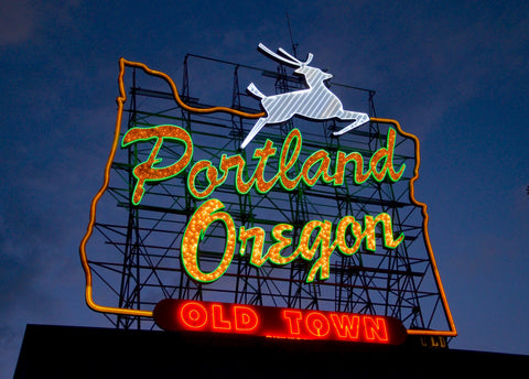 Portland Oregon White Stag neon sign