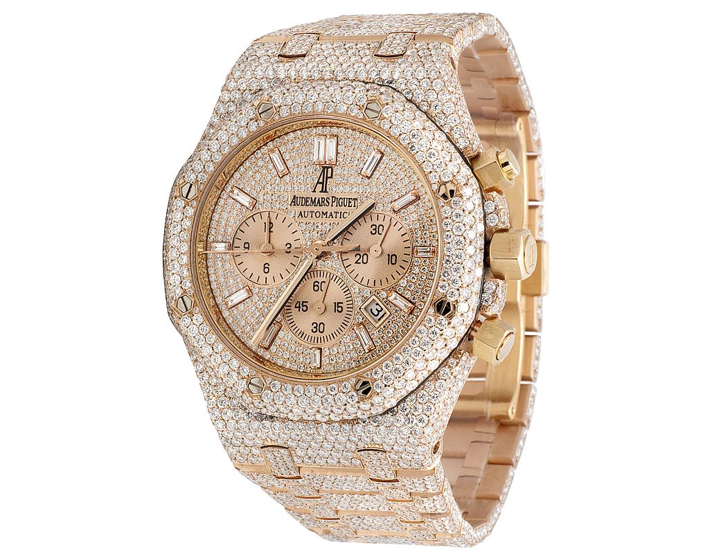 Audemars Piguet 18K Rose Gold Royal Oak 41MM Diamond Watch 34.75 Ct