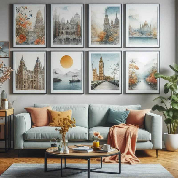 Watercolour style travel prints for your living room