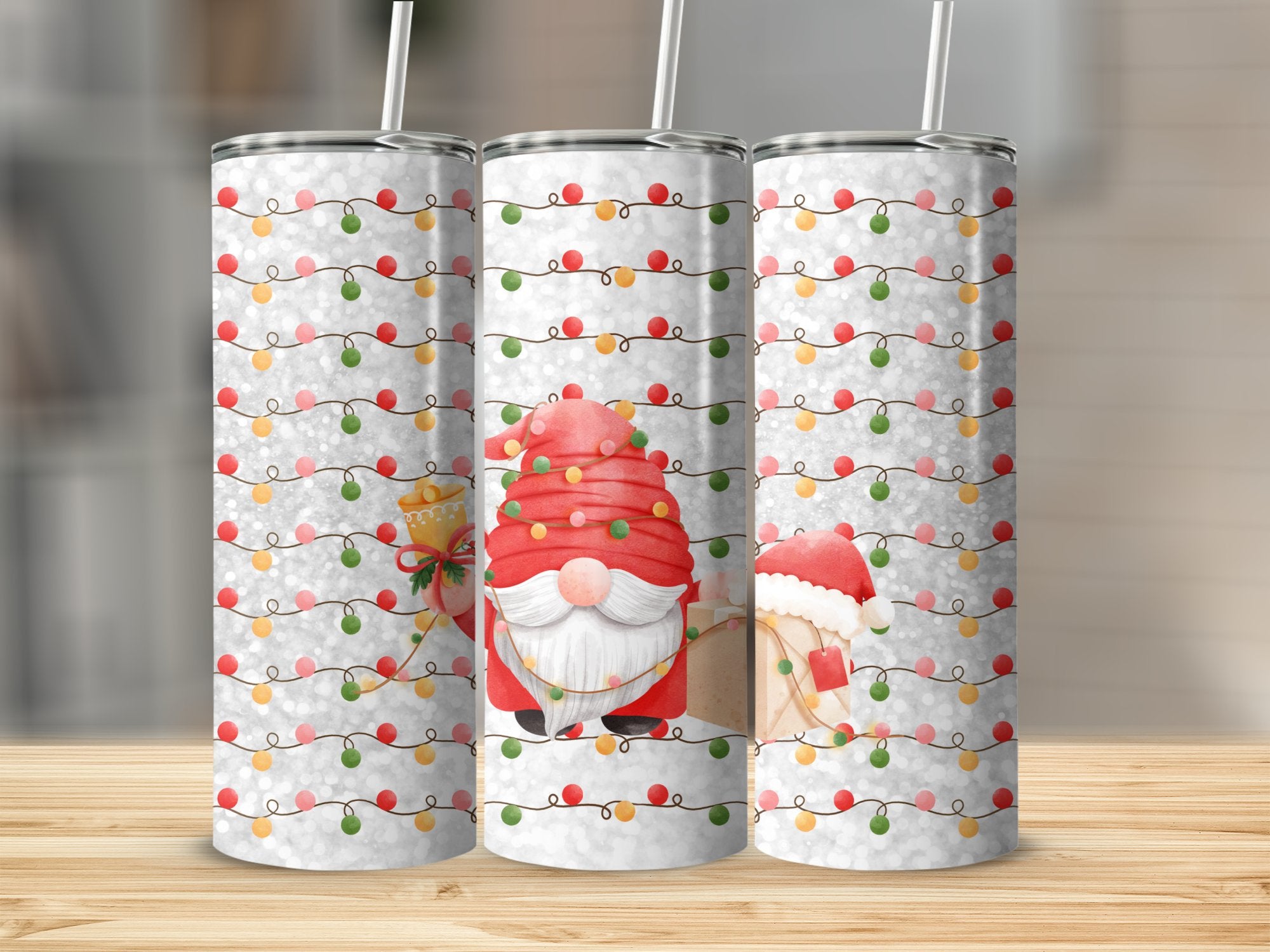 Festive Santa and Holiday Lights Design Tumblers 6216179
