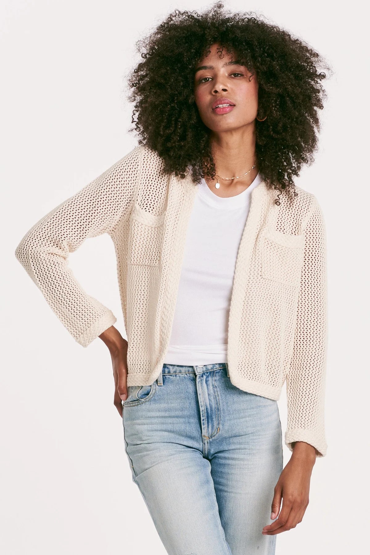 Cream Crochet Cardigan