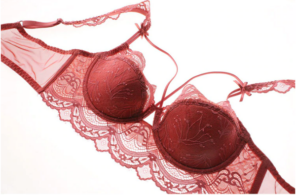 Ultra-Thin Lace Bra & Panty Set - Push-Up Design