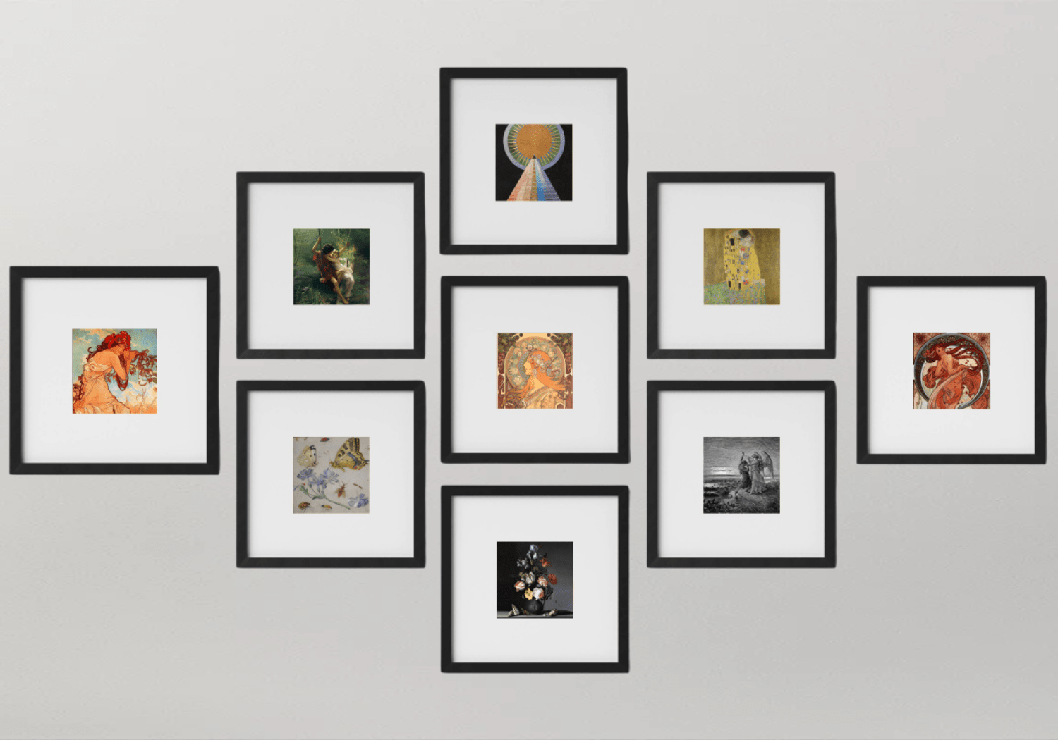 Zodiac and the Femme Fatale; Showcase of Nine Prints in 11"x11" Frames, matted