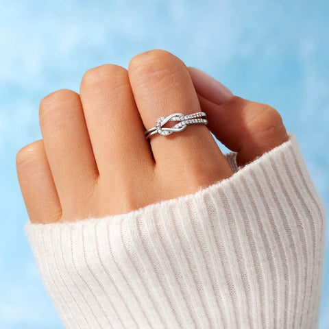 Sterling Silver Sparkling Tie-A-Knot Ring – The Chandi Studio