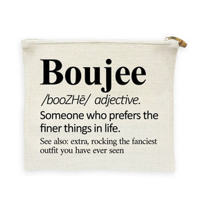 The "Boujee" Linen Flat Zip Pouch - The Pretty Pink Rooster Boutique