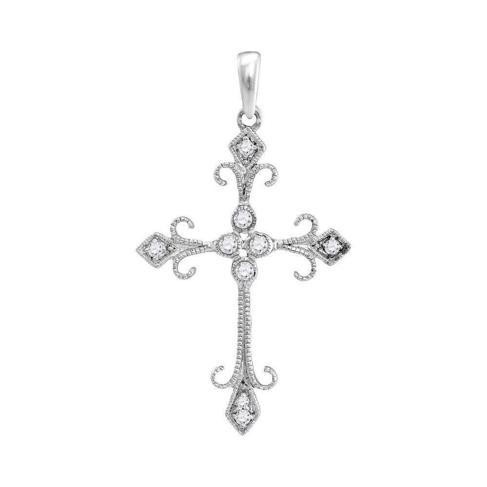 Elegant Cross Necklace, 10K White Gold 