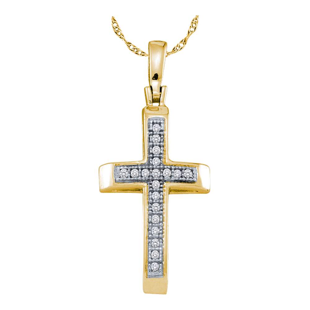 Gold Plated Sterling Silver, Women's Cross Pendant with Diamond Stones ...