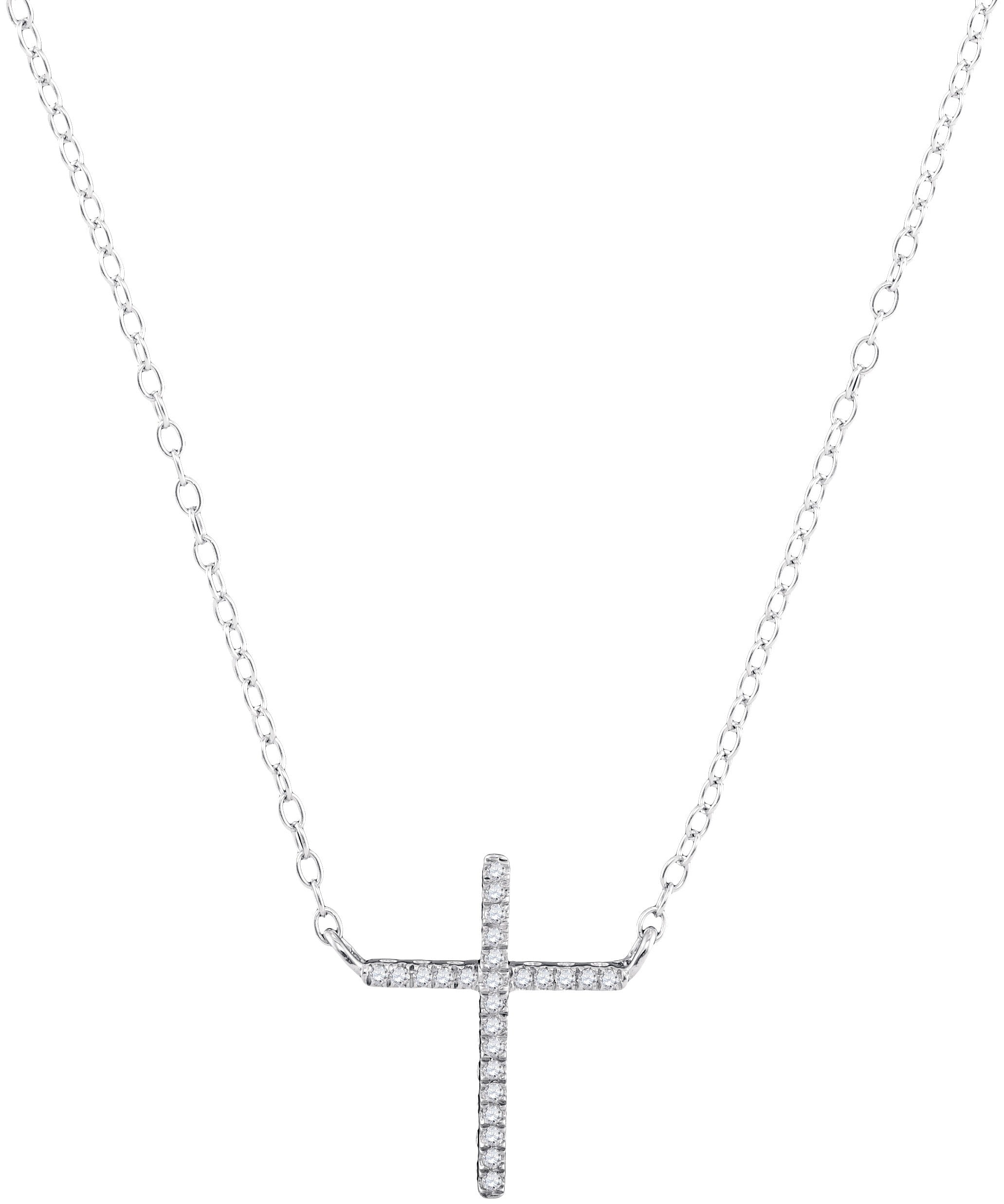 White Gold and Diamond Cross Necklace 