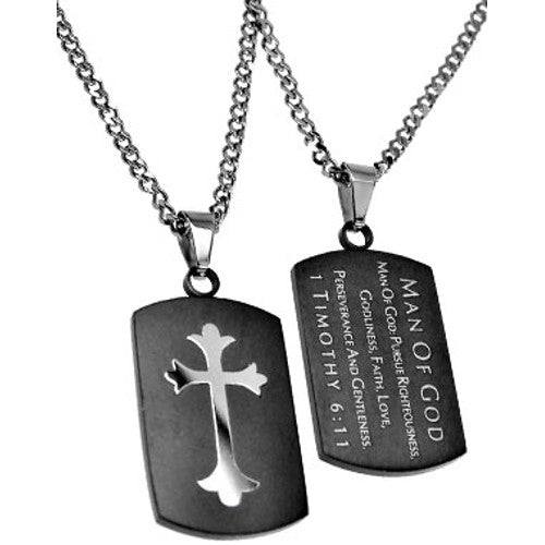 Christian Dog Tag Man of God, Bible Quote Necklace with Stainless Steel ...