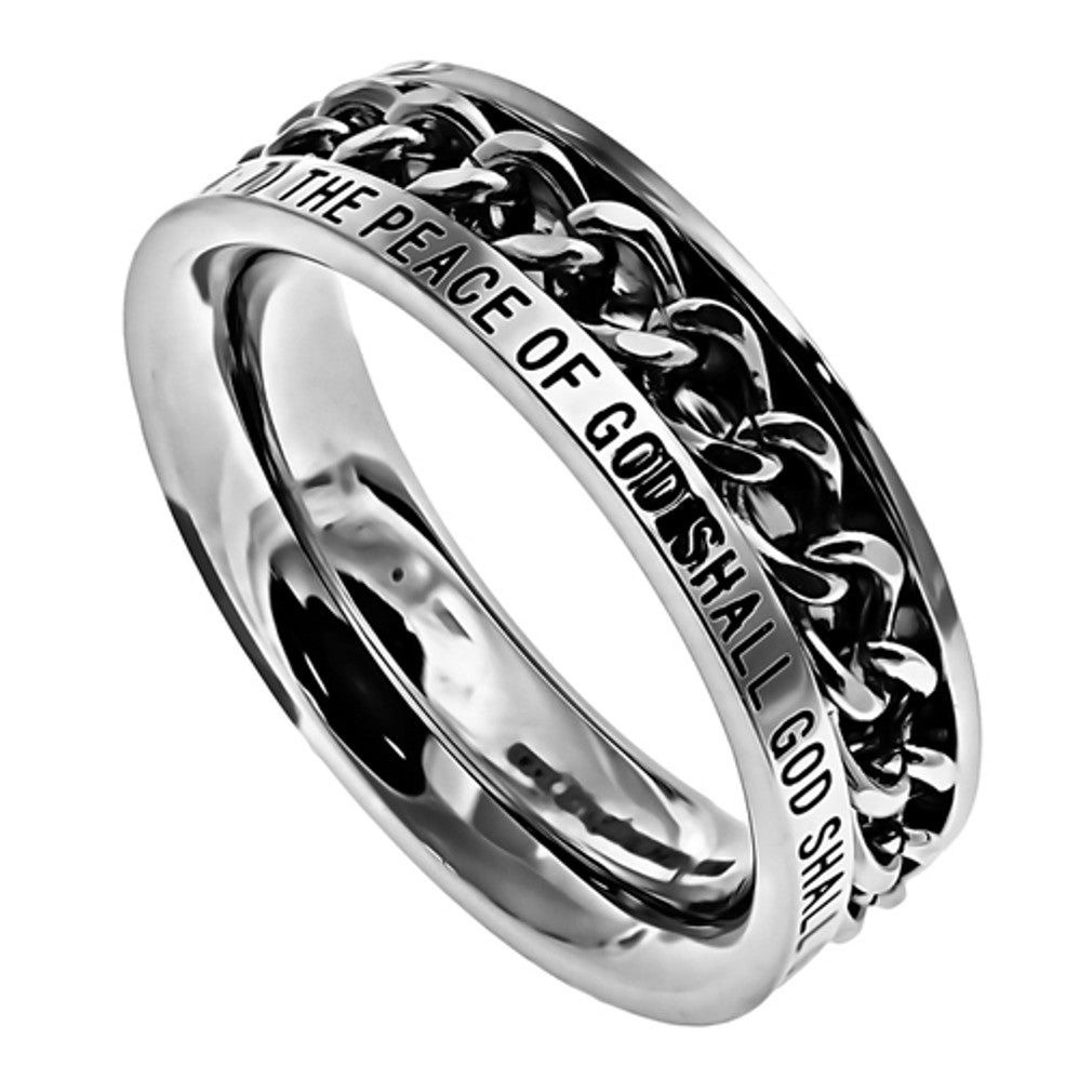 GUARDED Philippians 4:7 Christian Women Chain Ring, Stainless Steel ...