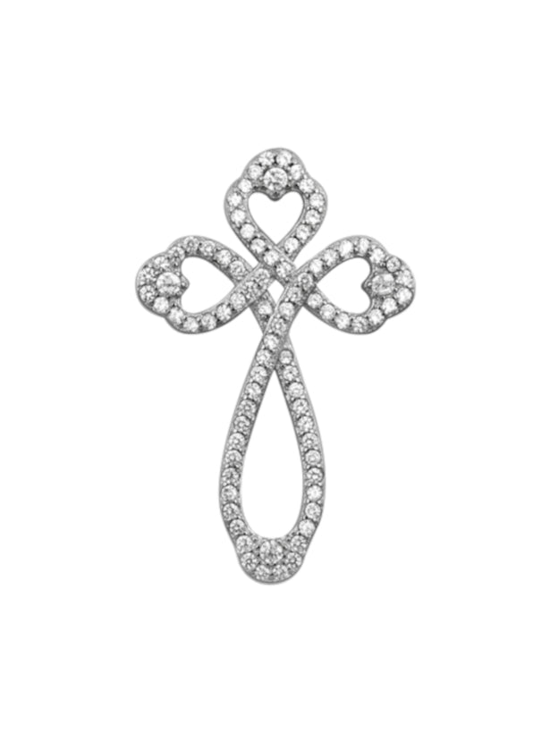 Heart Cross Loop Necklace for Women, Sterling Silver ...