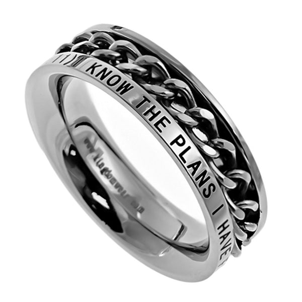 I KNOW Jeremiah 29:11 Christian Women Chain Ring, Stainless Steel ...